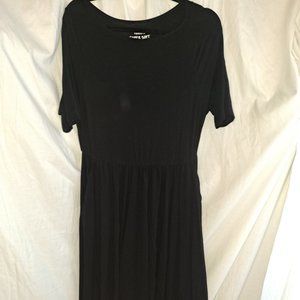 Torrid, 0, Black, Dress, 3/4 Sleeves, Maxi, Pockets, Soft Knits, Office, Casual